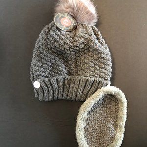 WOMENS WINTER BEANIE WITH NOSE/MOUTH COVERING IN GREY